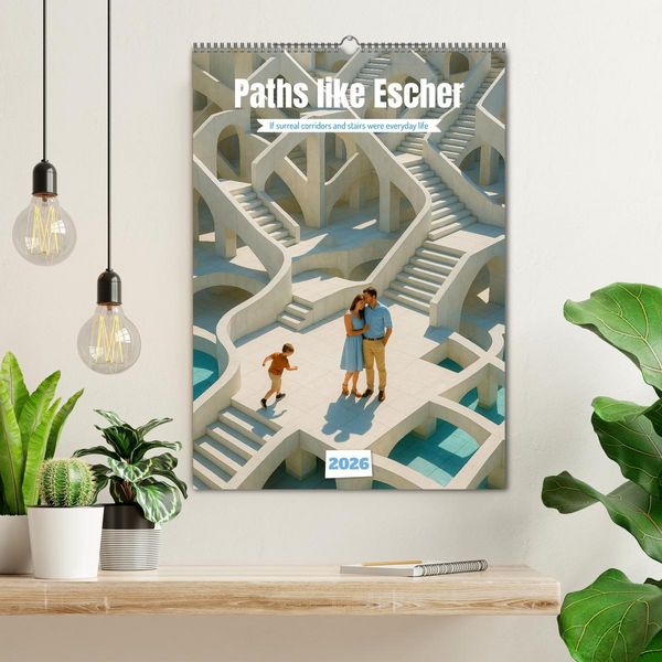 Produktbild: Paths like Escher (Wall Calendar 2026 DIN A2 portrait), CALVENDO 12 Month Wall Calendar