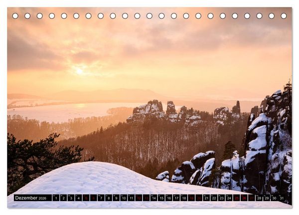 Produktbild: Elbsandsteingebirge: Unterwegs in der S&auml;chsischen und B&ouml;hmischen Schweiz (Tischkalender 2026 DIN A5 quer), CALVENDO Monatskalender