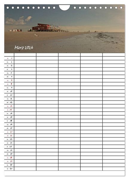 Produktbild: St. Peter Ording Familienplaner (Wandkalender 2026 DIN A4 hoch), CALVENDO Monatskalender