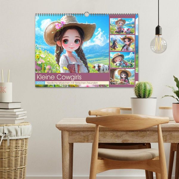 Produktbild: Kleine Cowgirls. Niedliche M&auml;dchen mit tierischen Freunden (Wandkalender 2026 DIN A3 quer), CALVENDO Monatskalender