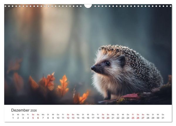 Produktbild: Rund, stachlig, munter - Ein Jahr mit Igeln (Wandkalender 2026 DIN A3 quer), CALVENDO Monatskalender