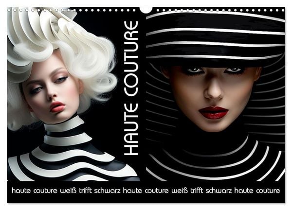 Produktbild: Haute Couture - Wei&szlig; trifft Schwarz (Wandkalender 2026 DIN A3 quer), CALVENDO Monatskalender