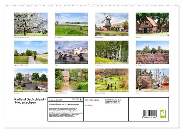 Produktbild: Radland Deutschland - Niedersachsen (hochwertiger Premium Wandkalender 2027 DIN A2 quer), Kunstdruck in Hochglanz