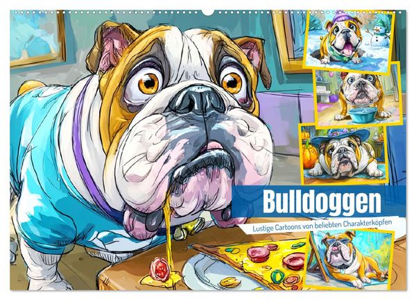 Produktbild: Bulldoggen. Lustige Cartoons von beliebten Charakterk&ouml;pfen (Wandkalender 2026 DIN A2 quer), CALVENDO Monatskalender