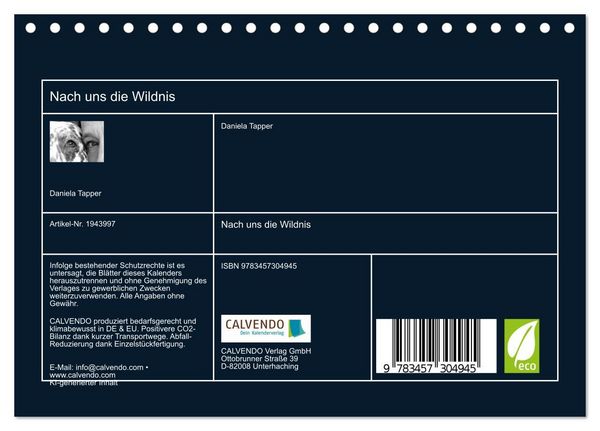 Produktbild: Nach uns die Wildnis (Tischkalender 2026 DIN A5 quer), CALVENDO Monatskalender