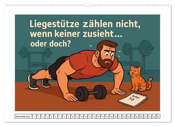 Produktbild: Kraftsport, Hanteln und Humor (hochwertiger Premium Wandkalender 2026 DIN A2 quer), Kunstdruck in Hochglanz