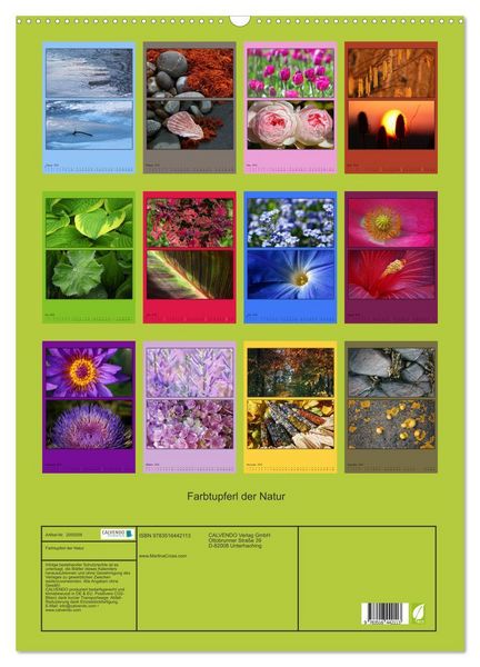 Produktbild: Farbtupferl der Natur (Wandkalender 2026 DIN A2 hoch), CALVENDO Monatskalender