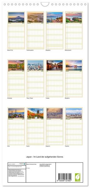 Produktbild: Familienplaner 2027 - Japan - Im Land der aufgehenden Sonne. mit 5 Spalten (Wandkalender, 21 x 45 cm) CALVENDO