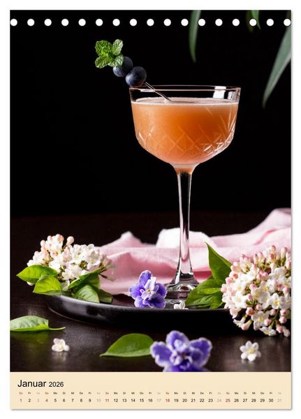 Produktbild: Cocktails mit Blumen und Pflanzen (Tischkalender 2026 DIN A5 hoch), CALVENDO Monatskalender