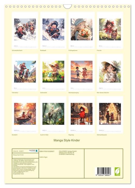 Produktbild: Manga Style Kinder (Wandkalender 2026 DIN A3 hoch), CALVENDO Monatskalender