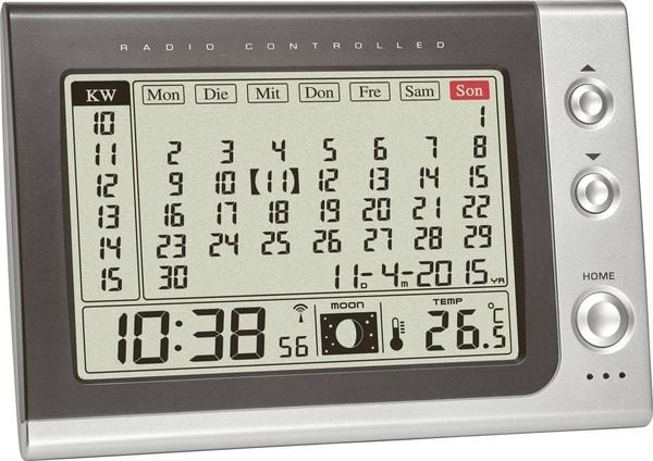 Produktbild: TFA Dostmann 60.2529.54 Funk Wecker Anthrazit, Silber Alarmzeiten 1