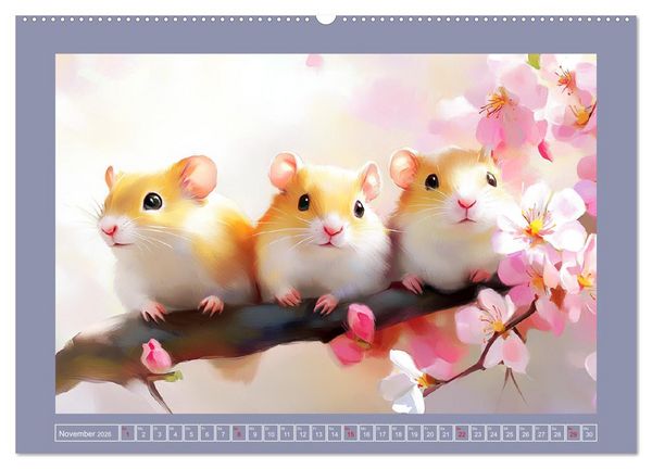 Produktbild: Nagergl&uuml;ck und Bl&uuml;tenzauber. Niedliche Tierchen im romantischen Stil (hochwertiger Premium Wandkalender 2026 DIN A2 quer), Kunstdruck in Hochglanz