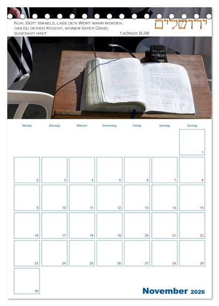 Produktbild: Jerusalem Kalender mit Bibelworten und Planer! (Tischkalender 2026 DIN A5 hoch), CALVENDO Monatskalender