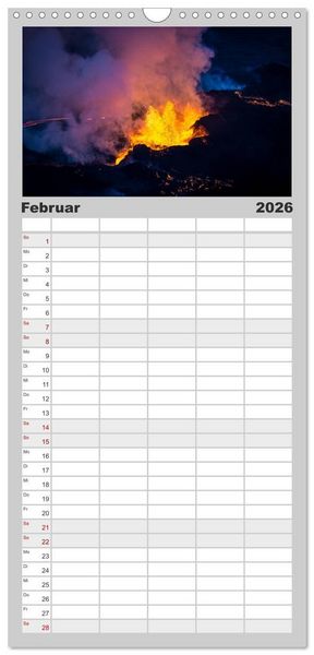 Produktbild: Familienplaner 2026 - Vulkanausbruch - Island mit 5 Spalten (Wandkalender, 21 x 45 cm) CALVENDO
