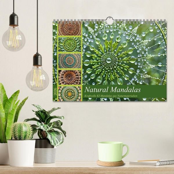 Produktbild: Natural Mandalas - Kraftvolle KI Mandalas aus Naturmaterialien (Wandkalender 2026 DIN A4 quer), CALVENDO Monatskalender