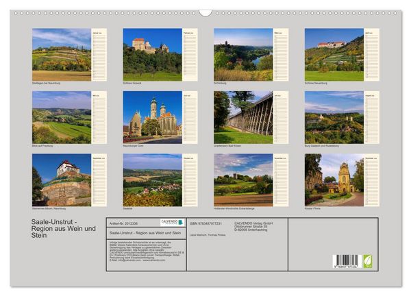 Produktbild: Saale-Unstrut - Region aus Wein und Stein (Wandkalender 2026 DIN A2 quer), CALVENDO Monatskalender