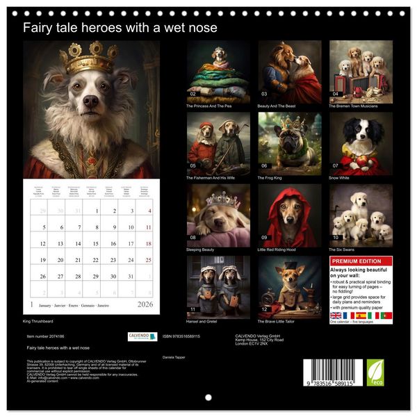 Produktbild: Fairy tale heroes with a wet nose (Wall Calendar 2026 12 &times; 12 Inch) CALVENDO 12 Month Wall Calendar