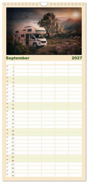 Produktbild: Familienplaner 2027 - Camping macht gl&uuml;cklich! mit 5 Spalten (Wandkalender, 21 x 45 cm) CALVENDO