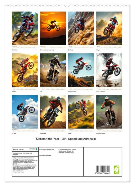 Produktbild: Kickstart the Year - Dirt, Speed und Adrenalin (hochwertiger Premium Wandkalender 2026 DIN A2 hoch), Kunstdruck in Hochglanz