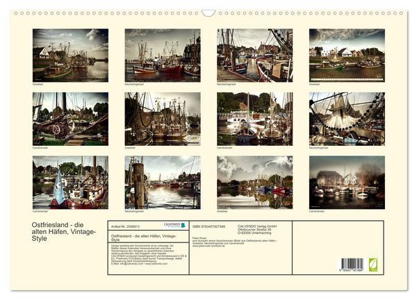 Produktbild: Ostfriesland - die alten H&auml;fen, Vintage-Style (Wandkalender 2026 DIN A2 quer), CALVENDO Monatskalender