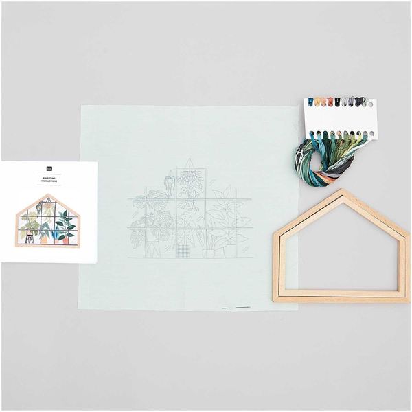 Produktbild: Stickpackung Vorgezeichnet, Urban Jungle, klein, inkl. Dekostickrahmen Haus Querformat S