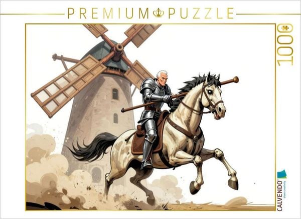 CALVENDO Puzzle Der ungleiche Kampf - Riesen im Wind, Lanzen im Staub | 1000 Teile Lege-Größe 64x48cm Foto-Puzzle für glückliche Stunden