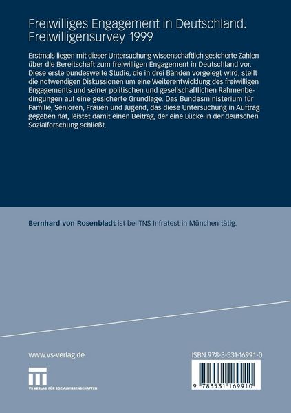 Produktbild: Freiwilliges Engagement in Deutschland. Freiwilligensurvey 1999