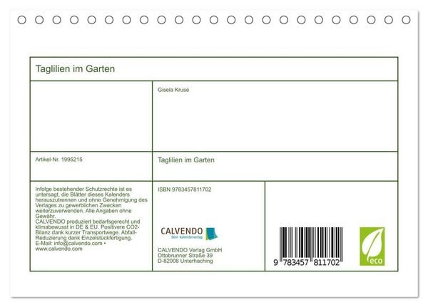 Produktbild: Taglilien im Garten (Tischkalender 2026 DIN A5 quer), CALVENDO Monatskalender