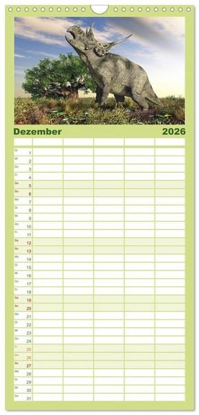 Produktbild: Familienplaner 2026 - Dinosaurier. Urzeitliche Giganten mit 5 Spalten (Wandkalender, 21 x 45 cm) CALVENDO