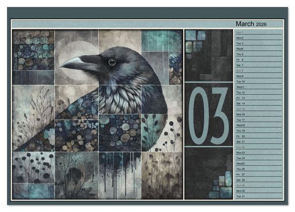 Produktbild: Crows. Shades of the Unseen. Art. (Desk Calendar 2026 DIN A5 landscape), CALVENDO 12 Month DeskCalendar