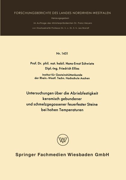 Produktbild: Untersuchungen &uuml;ber die Abriebfestigkeit keramisch gebundener und schmelzgegossener feuerfester Steine bei hohen Temperaturen