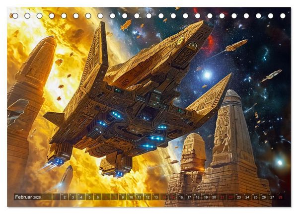 Produktbild: Raumschiffe - Im Universum durch Raum und Zeit (Tischkalender 2026 DIN A5 quer), CALVENDO Monatskalender