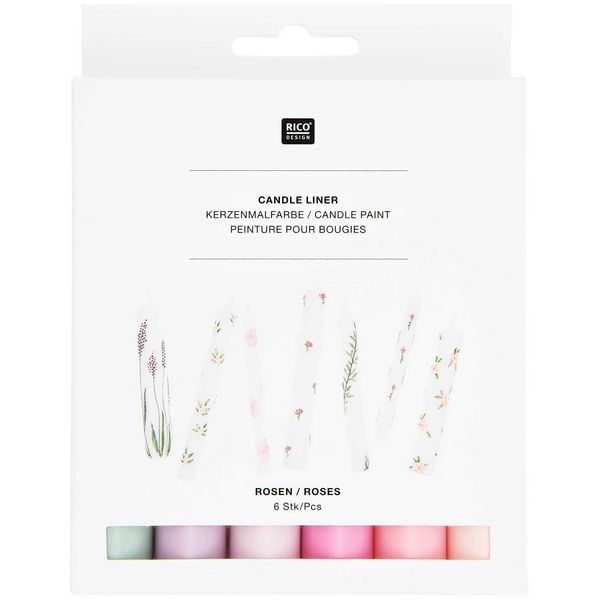 Produktbild: Candle liner Set Roses, 6-tlg Hellrosa, Pink, Magenta, Flieder, Lila, Salbei