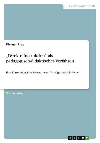 Produktbild: "Direkte Instruktion" als p&auml;dagogisch-didaktisches Verfahren
