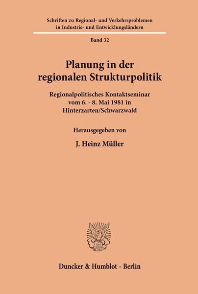 Produktbild: Planung in der regionalen Strukturpolitik.