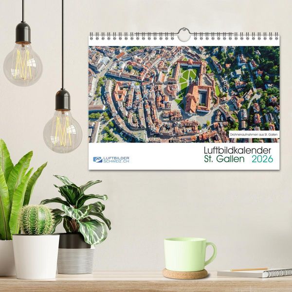 Produktbild: Luftbildkalender St. Gallen 2026 (Wandkalender 2026 DIN A4 quer), CALVENDO Monatskalender