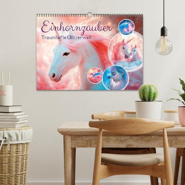 Produktbild: EINHORNZAUBER Traumhafte Glitzerwelt (Wandkalender 2026 DIN A3 quer), CALVENDO Monatskalender