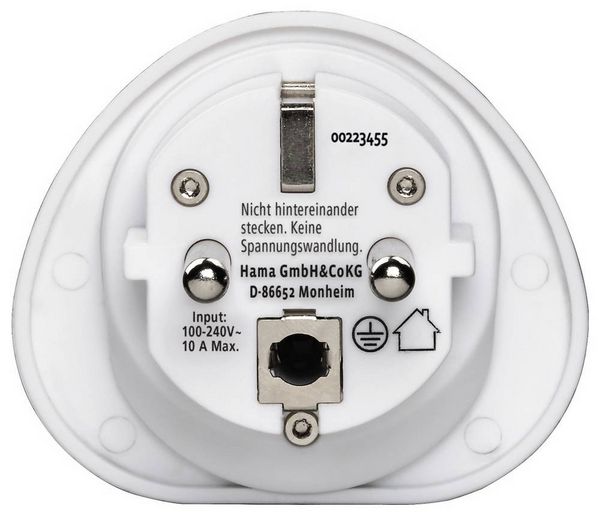 Produktbild: Hama 00223455 Reiseadapter Reiseadapter Typ E und F, 3-polig, universal, Welt nach Europa, Wei&szlig;