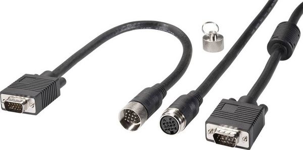 Produktbild: Renkforce VGA Anschlusskabel VGA 15pol. Stecker, VGA 15pol. Stecker 10.00 m Schwarz RF-4537804 f&uuml;r Leerrohr-Montage, mit Ferritkern VGA-Kabel