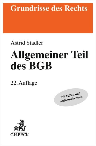 Allgemeiner Teil des BGB, Taschenbuch von Bernd Rüthers , Astrid Stadler, C.H. Beck, 9783406844461