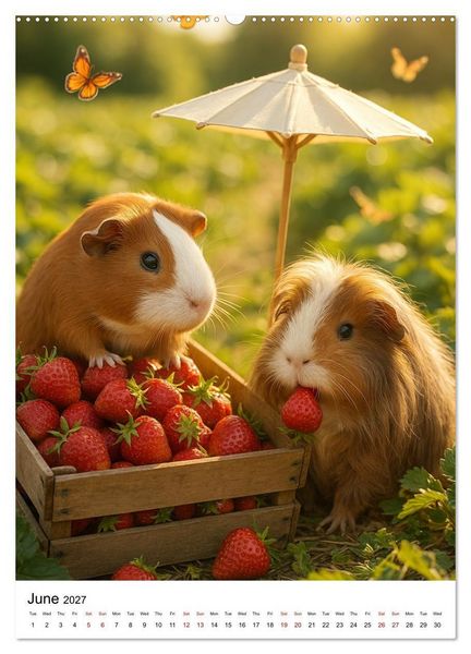 Produktbild: Guinea Pigs Cozy Moments (High Quality Premium Wall Calendar 2027 DIN A2 portrait),CALVENDO 12 Month Wall Calendar