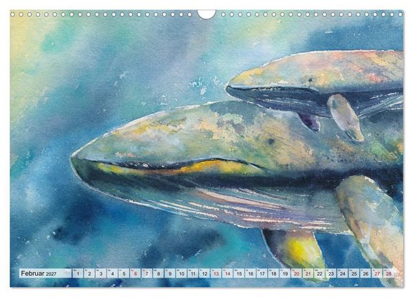 Produktbild: Die Meereswelt in Aquarell (Wandkalender 2027 DIN A3 quer), CALVENDO Monatskalender