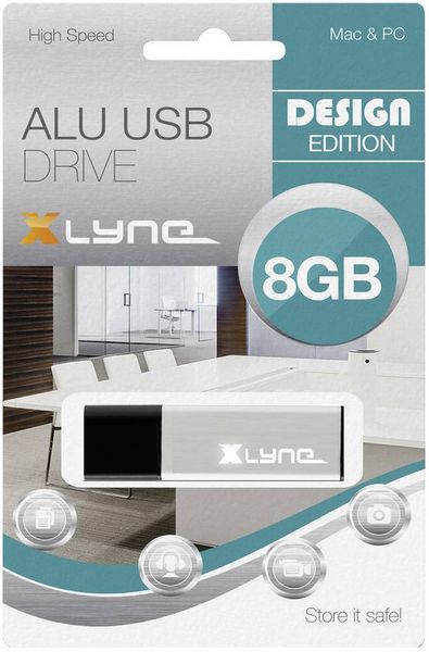 Produktbild: Xlyne ALU USB-Stick 8GB Aluminium 177556-2 USB-A (USB 2.0)