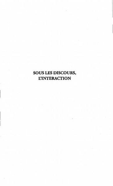 Produktbild: Sous les Discours, l'interaction
