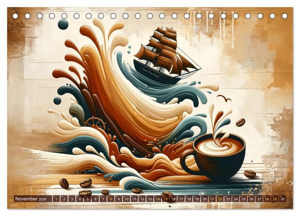 Produktbild: Kaffee & Kunst: Ein Kalender f&uuml;r Genie&szlig;er (Tischkalender 2026 DIN A5 quer), CALVENDO Monatskalender