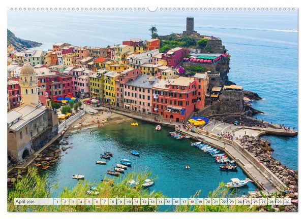 Produktbild: Cinque Terre - F&uuml;nf malerische D&ouml;rfer an der ligurischen K&uuml;ste (Wandkalender 2026 DIN A2 quer), CALVENDO Monatskalender