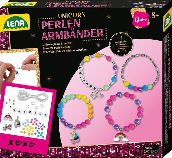 Perlen Armbänder Unicorn, Faltschachtel