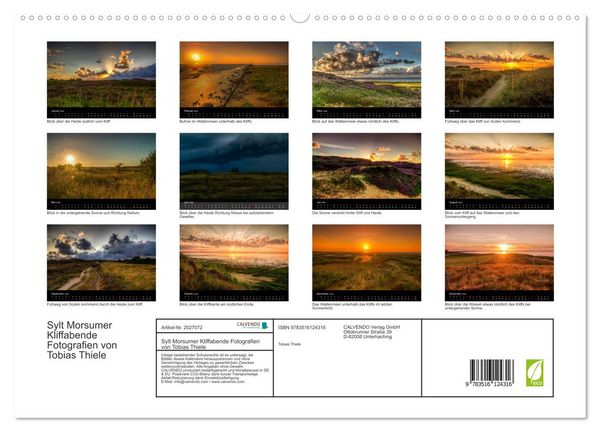 Produktbild: Sylt Morsumer Kliffabende Fotografien von Tobias Thiele (hochwertiger Premium Wandkalender 2026 DIN A2 quer), Kunstdruck in Hochglanz