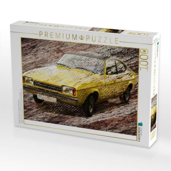 Produktbild: CALVENDO Puzzle Gelber Ford Capri vor steinigem Hintergrund | 1000 Teile Lege-Gr&ouml;&szlig;e 64x48cm Foto-Puzzle f&uuml;r gl&uuml;ckliche Stunden