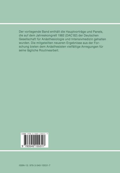 Produktbild: Deutscher Anaesthesiekongre&szlig; 1982
